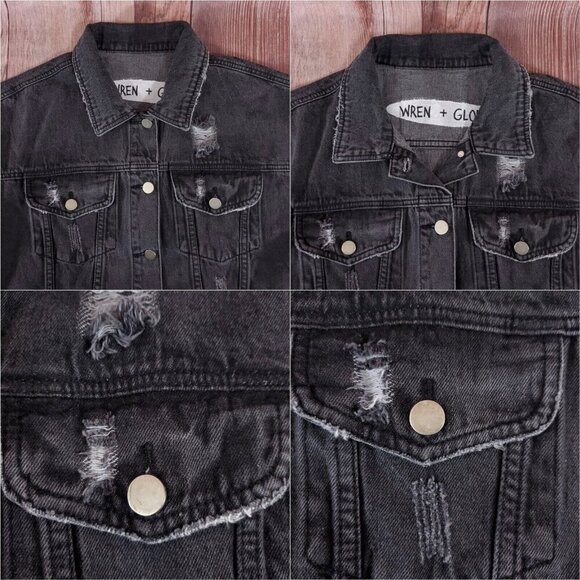 Free People Wren + Glory Womens Size Medium Yellowstone Knitter Denim Jacket - Picture 7 of 12